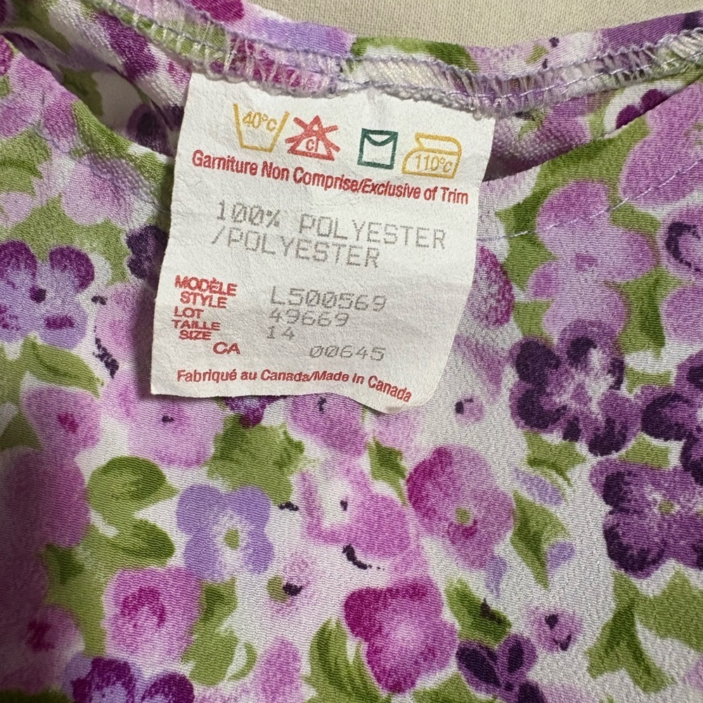 Vintage Floral Sleeveless Midi Dress in Purple and Green Size Medium - Picture 9 of 9
